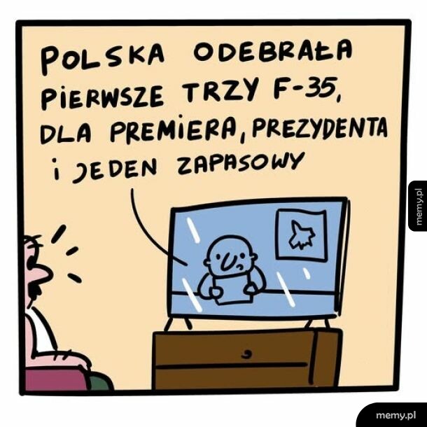 Mężczyzna ogląda telewizję, na ekranie postać trzymająca kartkę.