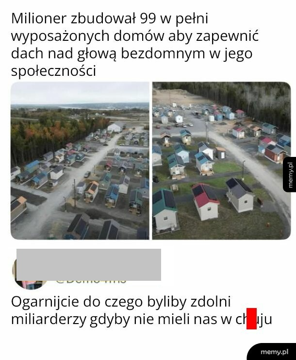 Widok na osiedle z małymi domkami, z lewej strony puste działki.