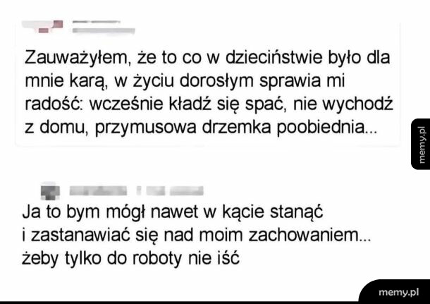 Tekst o refleksji na temat dzieciństwa i dorosłości.
