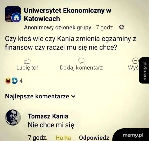 Post na forum dotyczący egzaminów na Uniwersytecie Ekonomicznym w Katowicach.