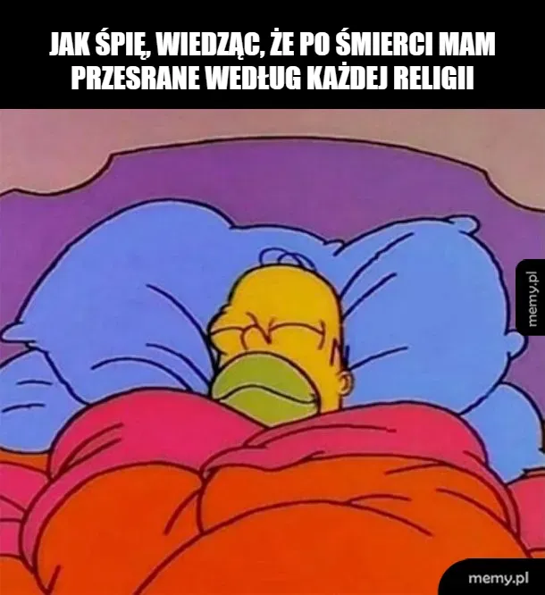 Homer Simpson leży w łóżku, przykryty kołdrą.