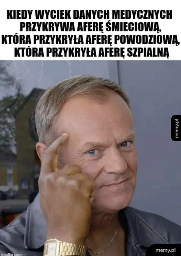 Mężczyzna z gestem myślenia, w tle okno budynku.