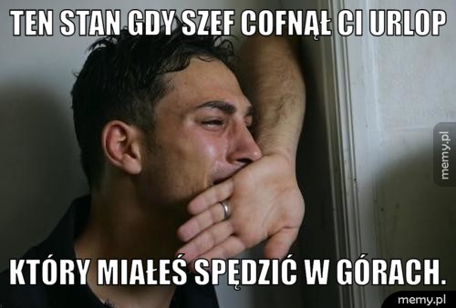 Ten stan gdy szef cofnął Ci urlop który miałeś spędzić w górach.