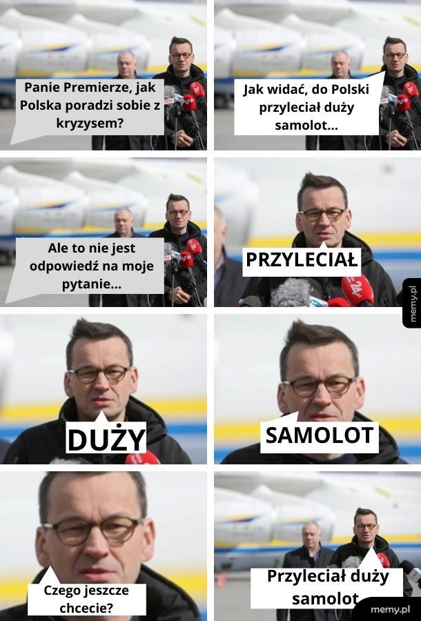 Przyleciał. Duży. Samolot.