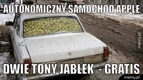 Autonomiczny samochód apple dwie tony jabłek  - gratis