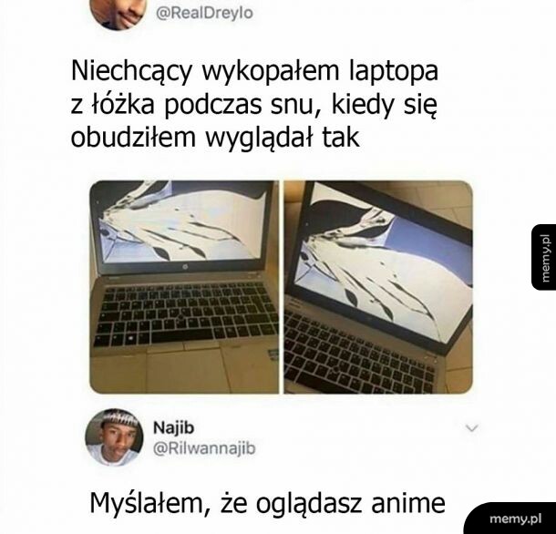 Zbicie laptopa