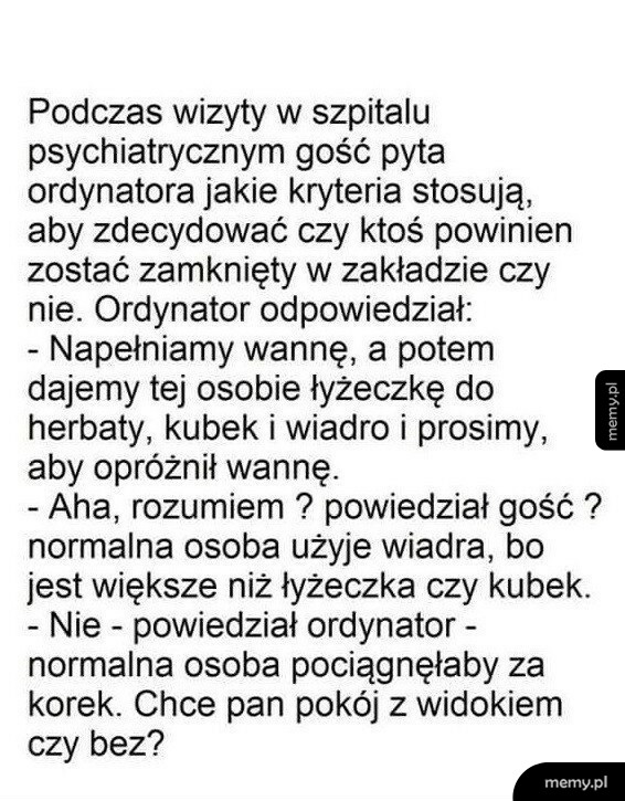 Kryteria w szpitalu psychiatrycznym