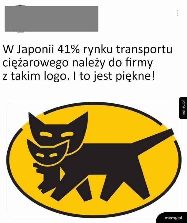 Logo japońskiej firmy kurierskiej Yamato Transport przedstawiające czarnego kota z małym kotkiem w owalu.