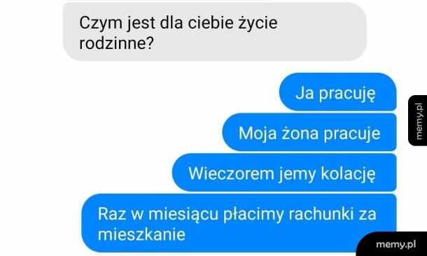 Zrzut ekranu z rozmowy tekstowej przedstawiający definicję życia rodzinnego.