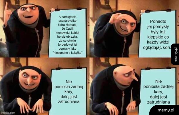 Mem z Gru z filmu Minionki rozmawiającym przy tablicy