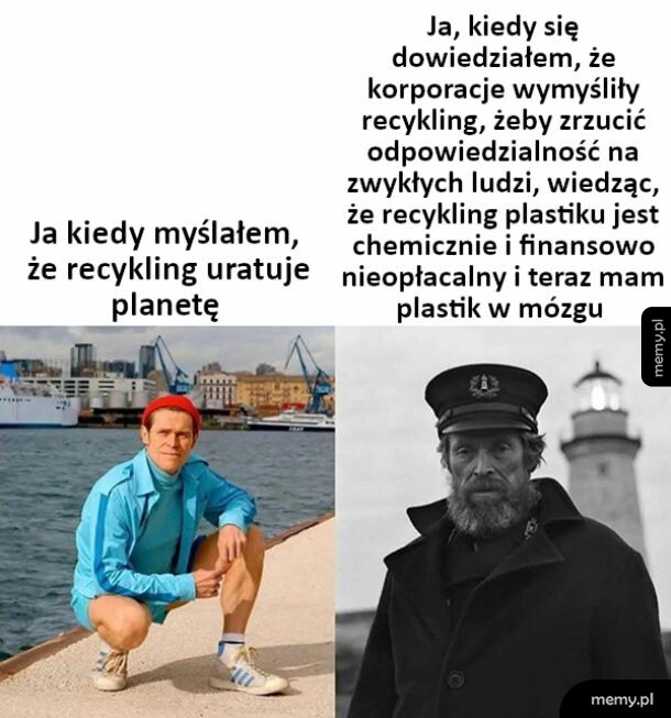 Porównanie dwóch zdjęć Willema Dafoe: z filmu Z ust do ust i z Latarnika.