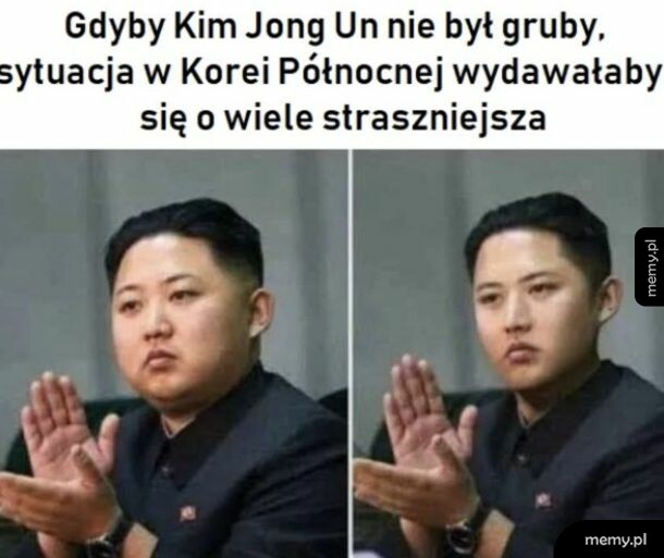 Porównanie dwóch zdjęć Kim Dzong Una - oryginalnego i przerobionego na szczupłą sylwetkę.