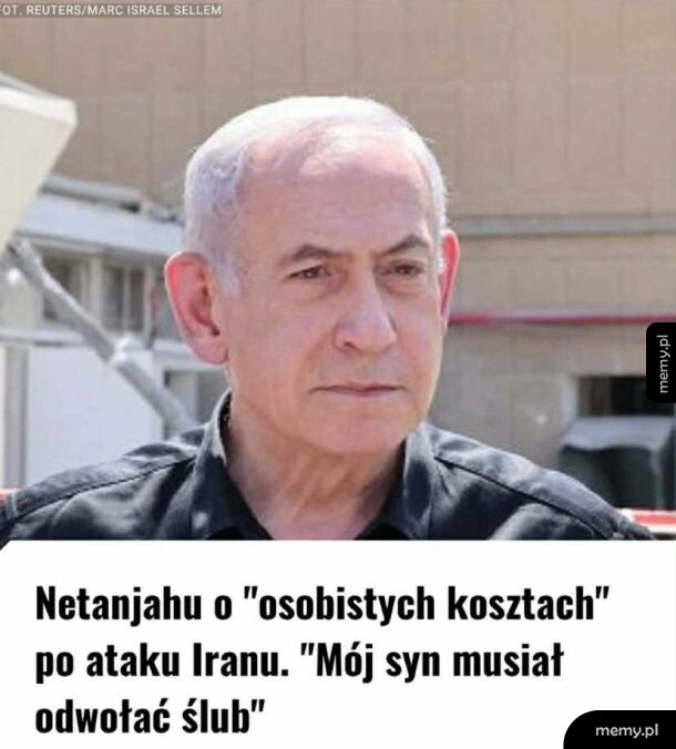 Zdjęcie Benjamina Netanjahu z podpisem o odwołanym ślubie syna