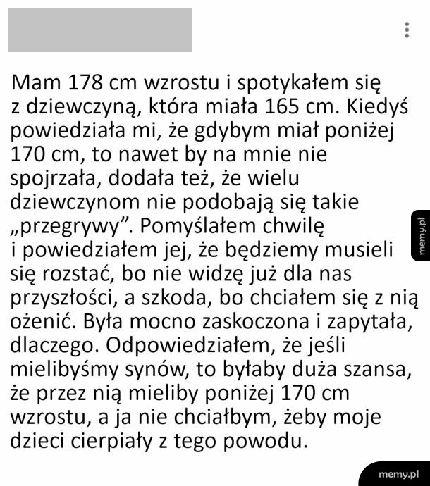 Zrzut ekranu z tekstem o wzroście i zerwaniu związku