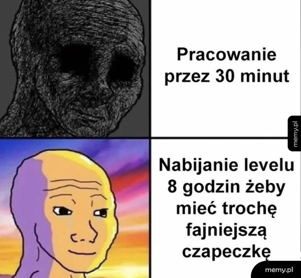 Mem porównujący zmęczenie pracą do wielogodzinnego grania w gry