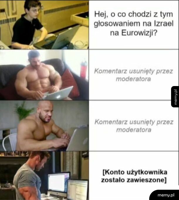 Czteropanelowy mem z uzytkownikami przy komputerach