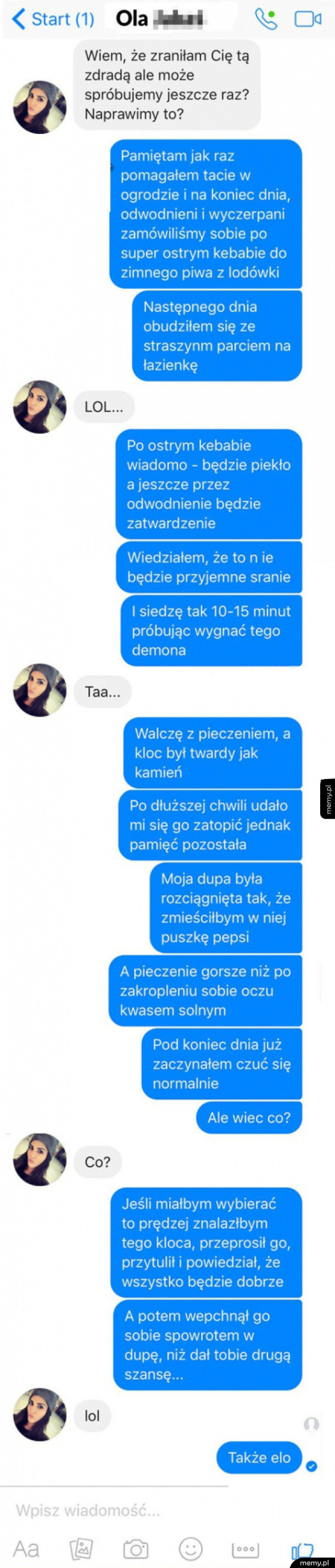 Chłopak zobrazował jej swoją wypowiedź